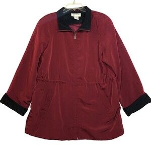 Jones New York Jacket Womens Large Maroon All Weather Nylon Water Resistant